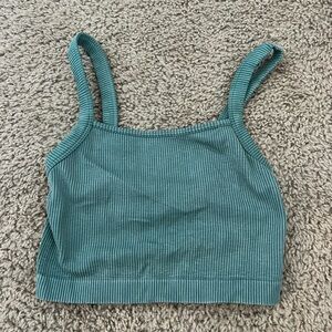 Colsie Green Sleeveless Ribbed Crop Tank Top